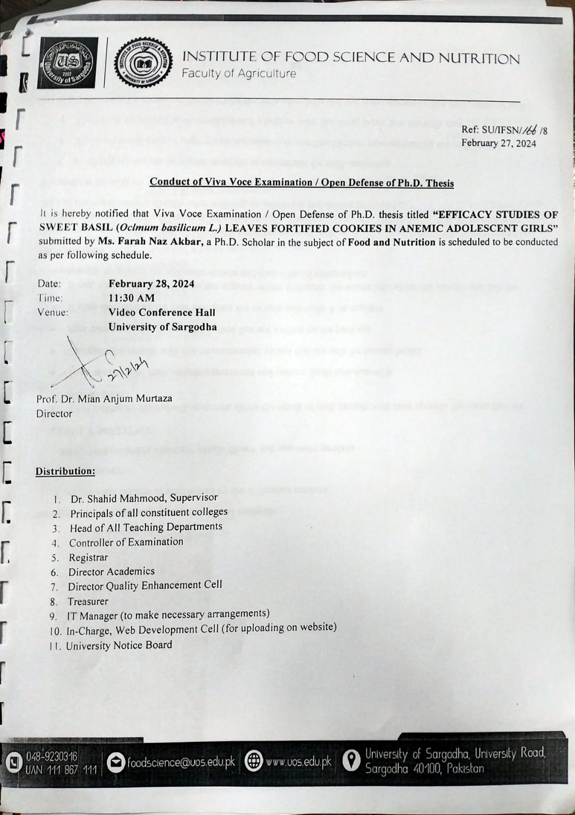 Conduct of Viva Voce Examination / Open Defense of PhD Thesis